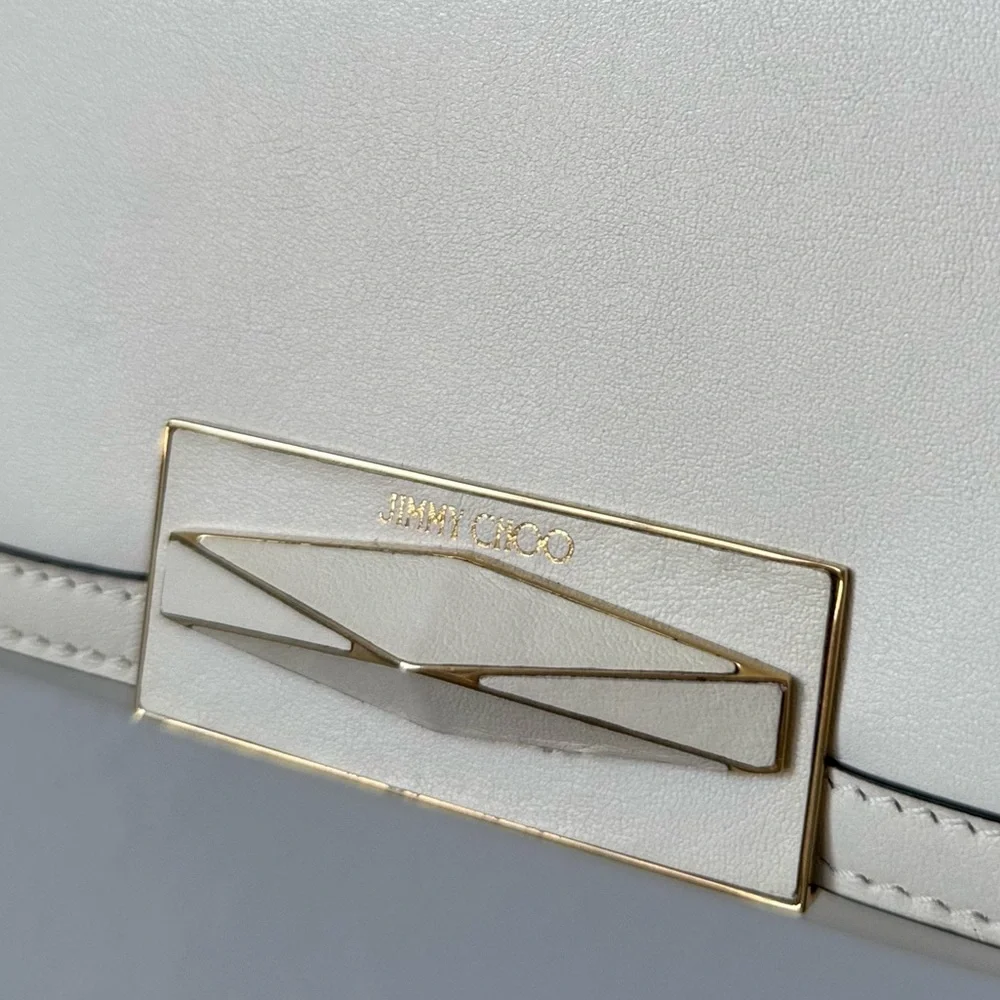 Like New JIMMY CHOO Diamond Mini Shoulder Latte Calf Leather Mini Shoulder Bag
